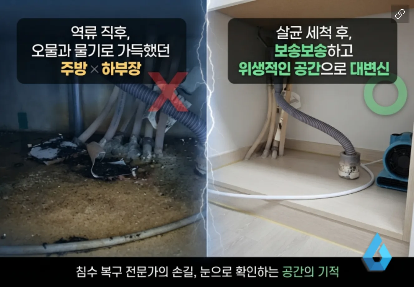 강동구 침수청소, 투룸 빌라 역류 피해 폐기물처리까지 3일 복구 기록 — 디자인클린